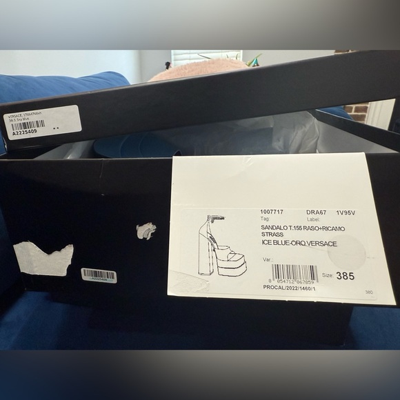 VERSACE Medusa Aevitas Satin D'Orsay Platform Sandals US8 UK5.5 EU38.5 Blue - Picture 15 of 15